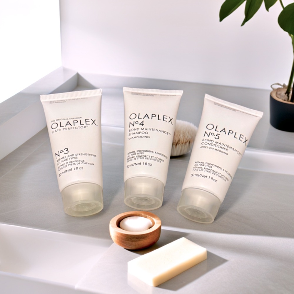 OLAPLEX No.3, No.4, & No.5 Hair Perfector, Shampoo & Conditioner Travel Size Set